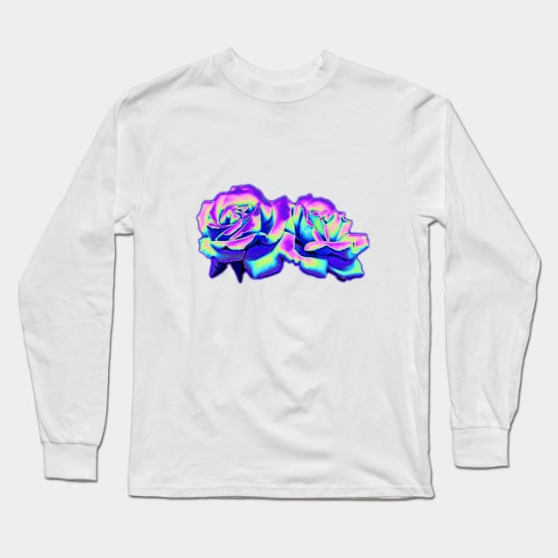 Dark Holographic Roses Long Sleeve T-Shirt by dinaaaaaah